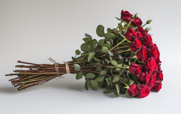 Photo un gros plan d'un beau bouquet de roses rouges sur fond blanc a été généré