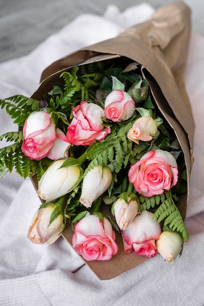 Photo gros plan beau bouquet de roses