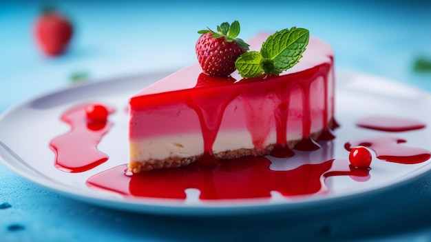 Gros plan d'un beau gâteau au fromage avec une texture crémeuse