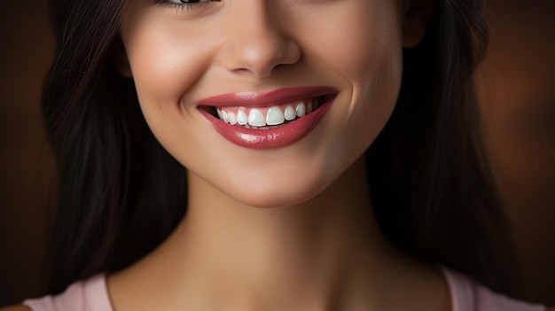 gros plan d'un beau modèle féminin avec une peau et des dents parfaites