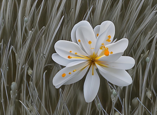 Gros plan beauté de la fleur en pleine floraison ses pétales debout et avec la rosée du matin