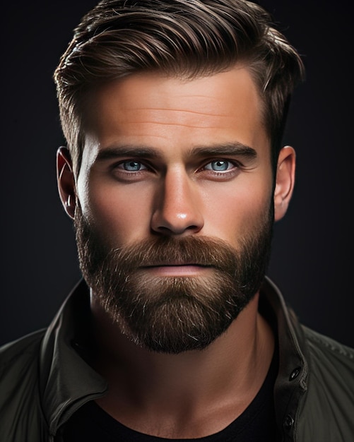Photo un gros plan d'un bel homme moderne avec une barbe