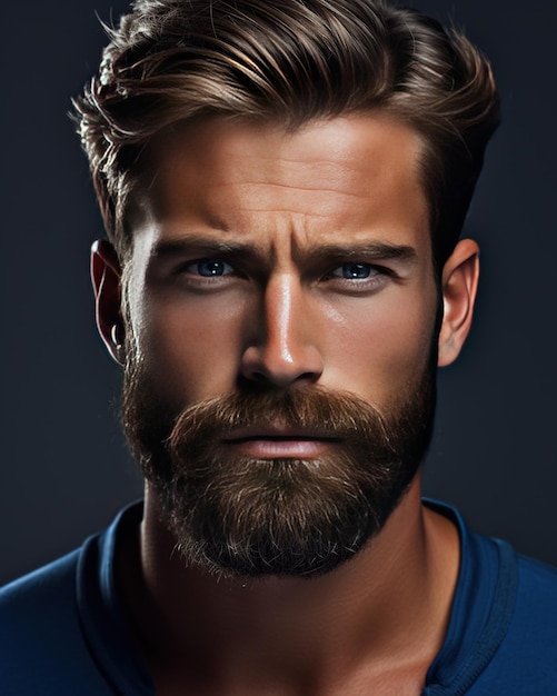 Photo un gros plan d'un bel homme moderne avec une barbe