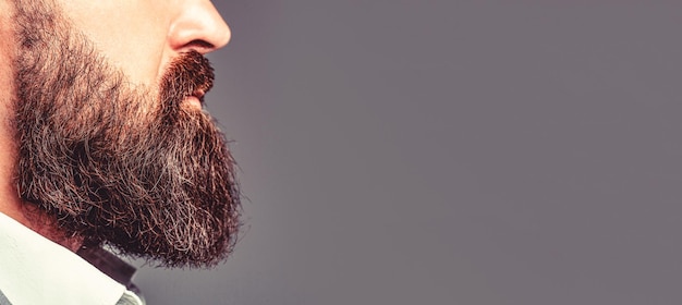 Gros plan sur une belle barbe hipster élégant mâle barbe est son style