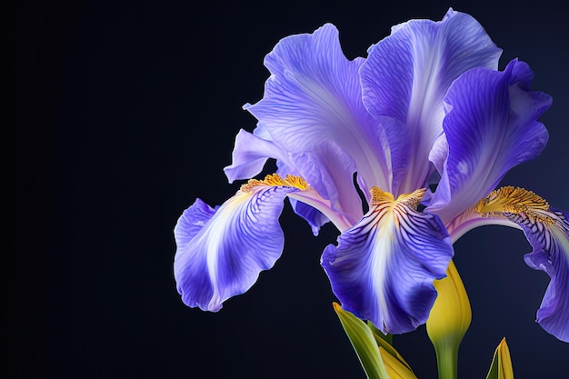 Gros plan de belles fleurs d'iris sur l'IA générative noire