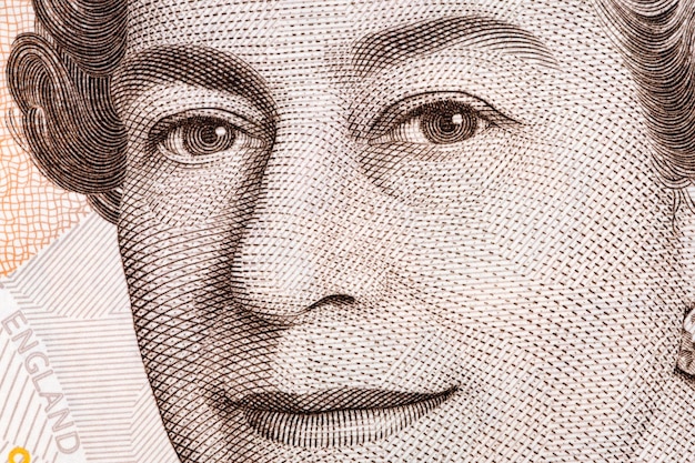 Un gros plan d'un billet de la reine Elizabeth