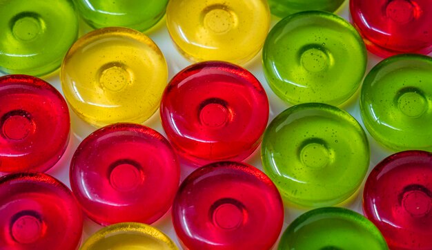 Photo gros plan de bonbons colorés sucrés