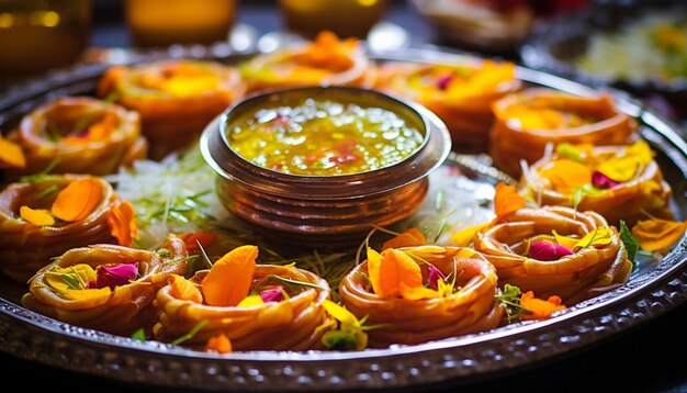 Photo un gros plan des bonbons et des plats traditionnels de gudi padwa