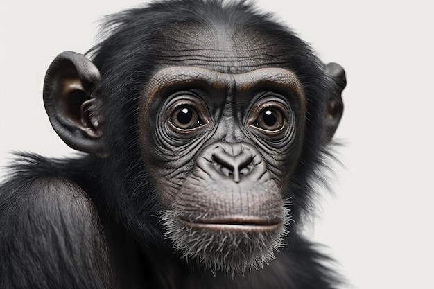 Gros plan de Bonobo avec fond blanc AI générative de très haute qualité AIG16