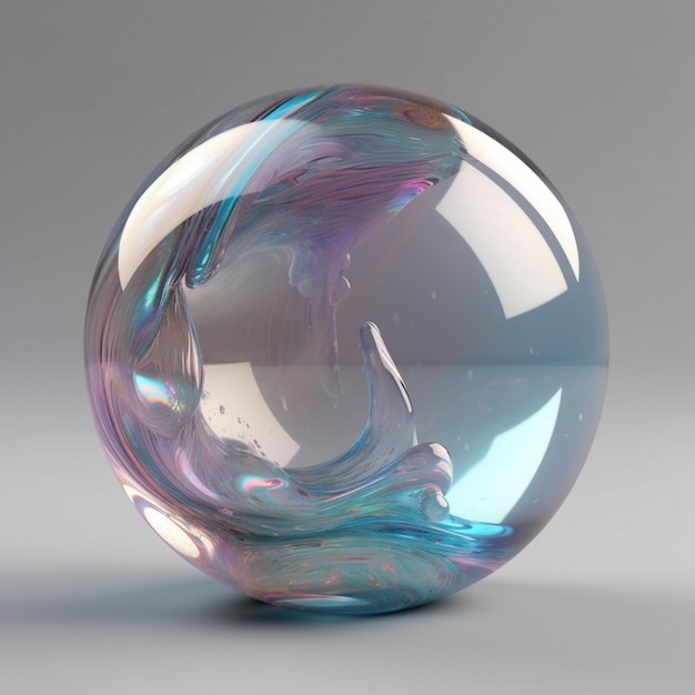un gros plan d'une boule de verre avec une vague à l'intérieur IA générative