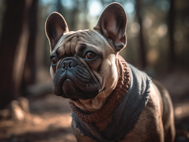 Gros plan d'un bouledogue français créé avec la technologie Generative AI