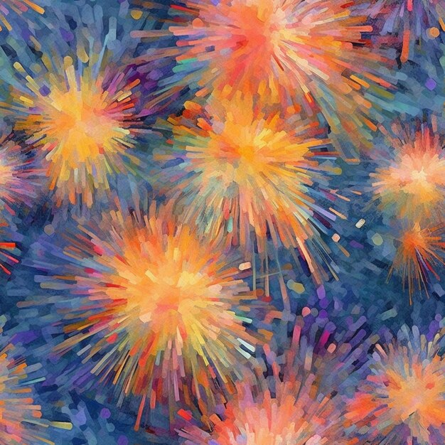 Un gros plan d'un bouquet de feux d'artifice dans le ciel ai génératif