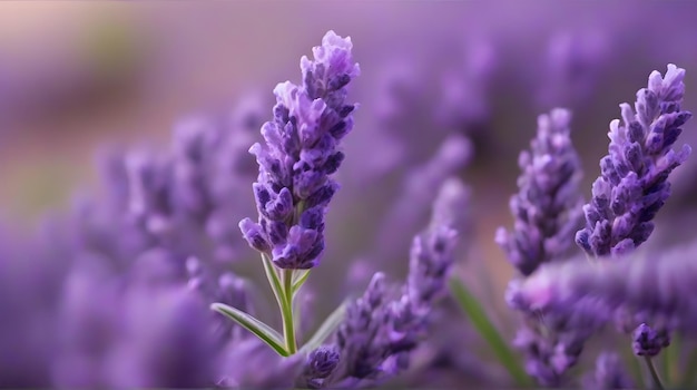 un gros plan d'un bouquet de fleurs de lavande