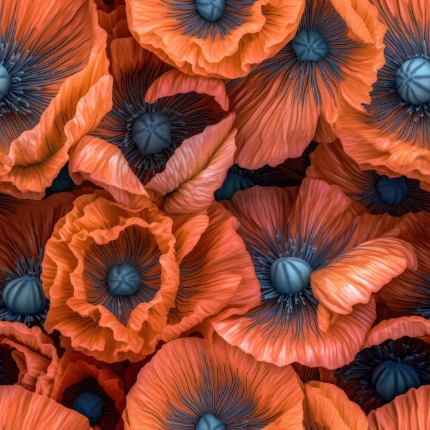 Un gros plan d'un bouquet de fleurs orange et bleu