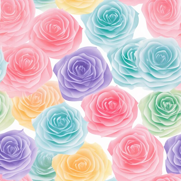 Photo un gros plan d'un bouquet de roses colorées sur un fond blanc génératif ai