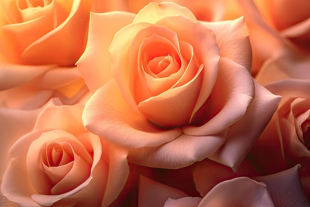 Un gros plan d'un bouquet de roses orange