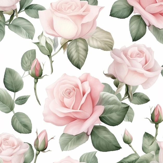 un gros plan d'un bouquet de roses roses sur fond blanc ai générative