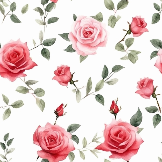Un gros plan d'un bouquet de roses roses sur fond blanc ai générative