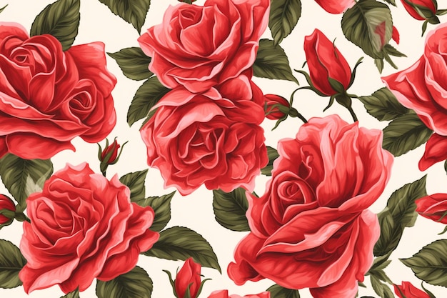 un gros plan d'un bouquet de roses rouges sur fond blanc ai générative