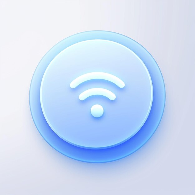 Photo un gros plan d'un bouton bleu avec un symbole wifi dessus