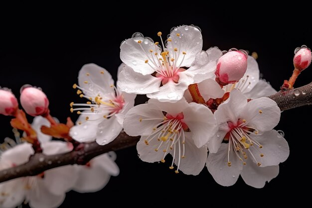 Un gros plan d'une branche de fleurs d'abricot