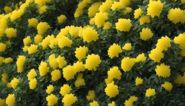 un gros plan d'un buisson avec des fleurs jaunes