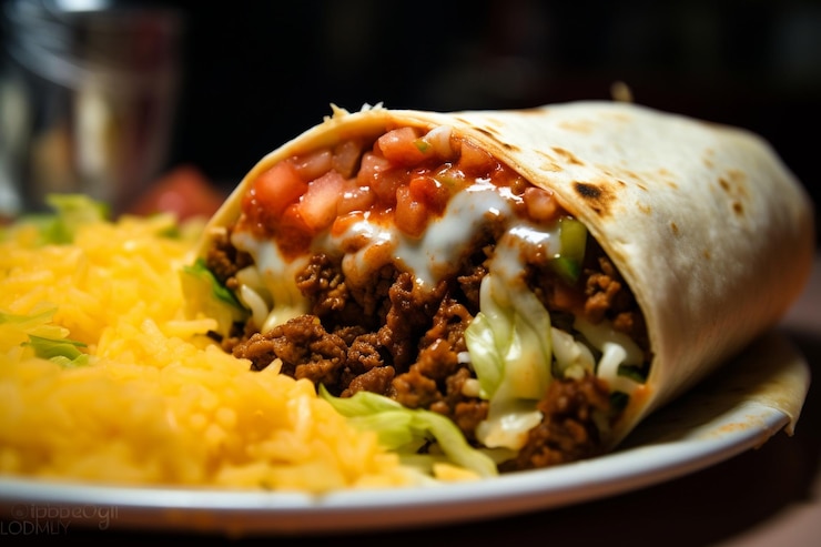 Photo un gros plan d'un burrito avec de la laitue