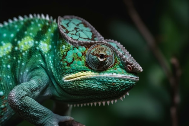 Gros plan de caméléon vert naturel Générer Ai