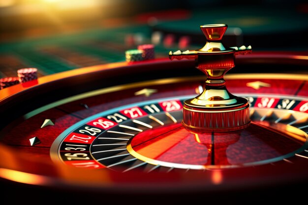 Un gros plan captivant dévoile les subtilités d'une table de roulette dans un casino