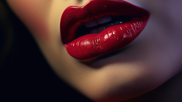 Photo un gros plan captivant d'un rouge à lèvres appliqué