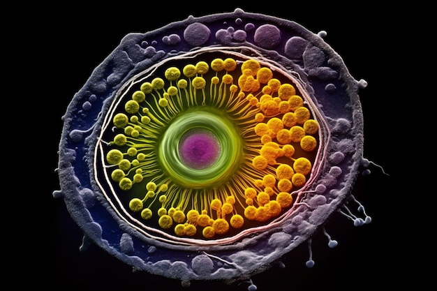 Un gros plan d'une cellule entourée d'un cercle jaune