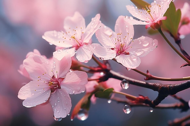 un gros plan d'un cerisier en fleurs