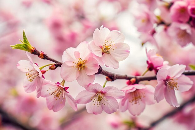 Photo un gros plan d'un cerisier rose en fleurs