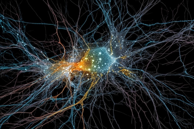 Photo un gros plan d'un cerveau avec les mots neurone sur le côté droit