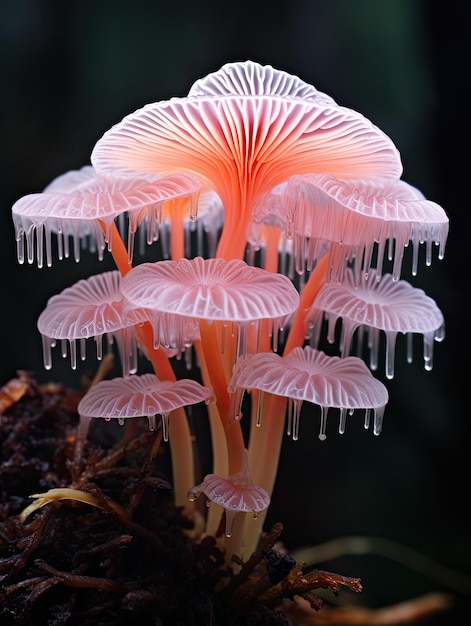 un gros plan d'un champignon rose