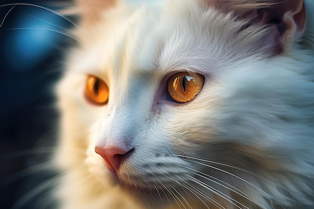 Un gros plan d'un chat blanc aux yeux orange image ai générative