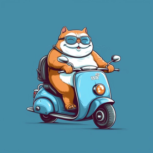 Un gros plan d'un chat sur un scooter avec des lunettes de soleil générative ai