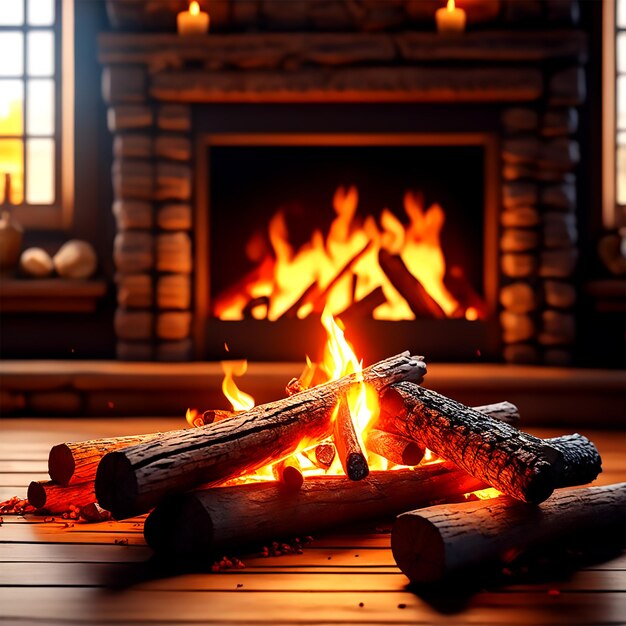 Photo un gros plan d'une cheminée en feu avec des bûches et des braises