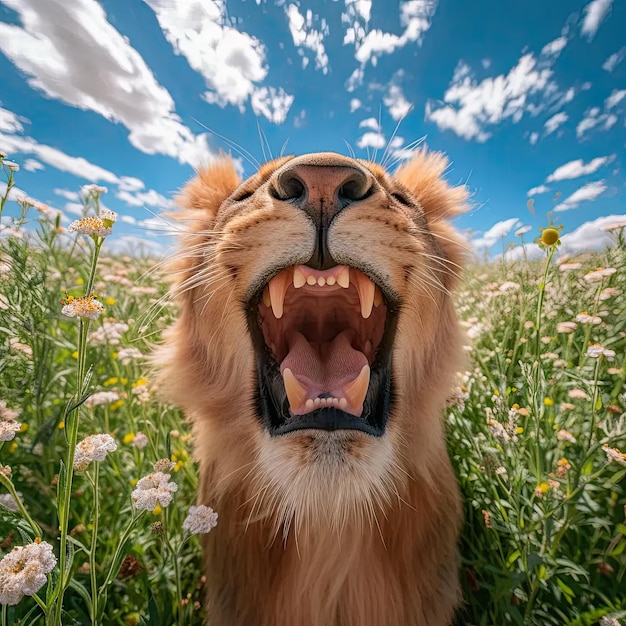 Photo un gros plan d'un chien dans un champ de fleurs