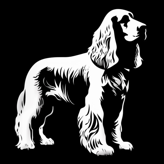 Photo un gros plan d'un chien sur un fond noir avec un contour blanc génératif ai