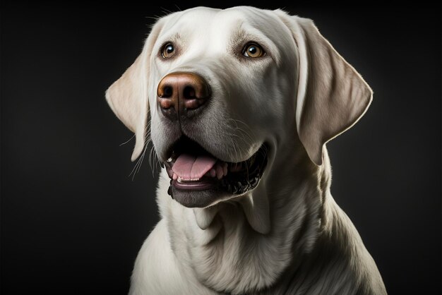 Gros plan d'un chien avec un fond noir