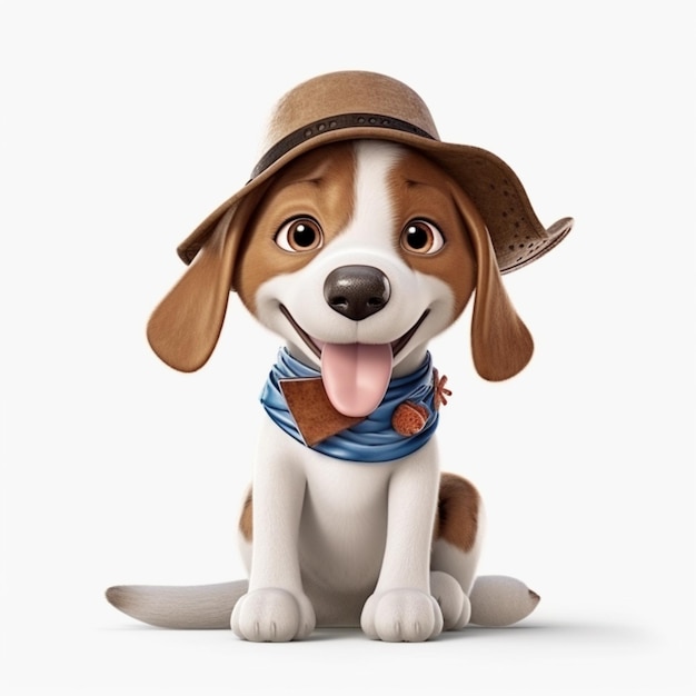 un gros plan d'un chien portant un chapeau et une écharpe ai générative