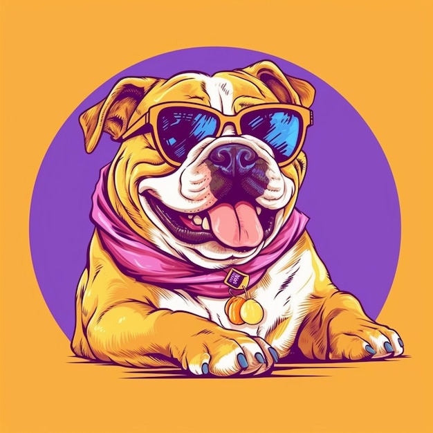 un gros plan d'un chien portant des lunettes de soleil et une écharpe rose ai générative