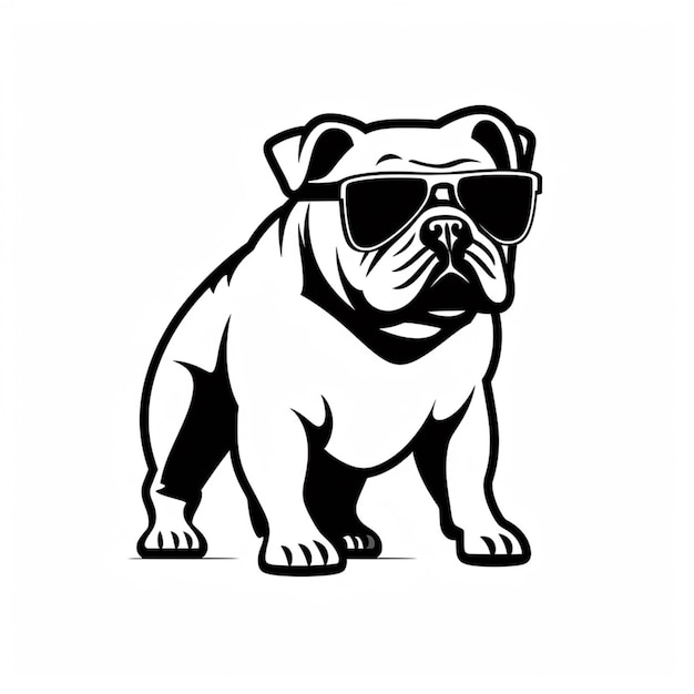 un gros plan d'un chien portant des lunettes de soleil sur un fond blanc