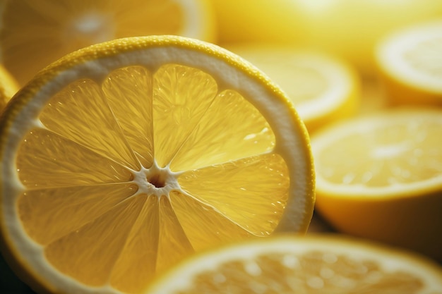 Gros plan de citron frais plein cadre fond de fruits frais AI généré