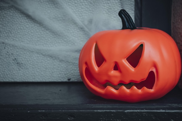 Gros plan d'une citrouille pour une décoration d'Halloween