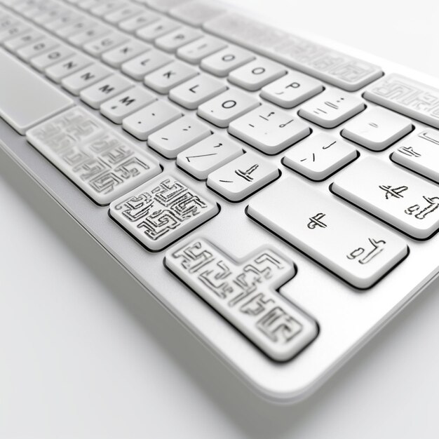 Un gros plan d'un clavier avec une ai générative de fond blanc