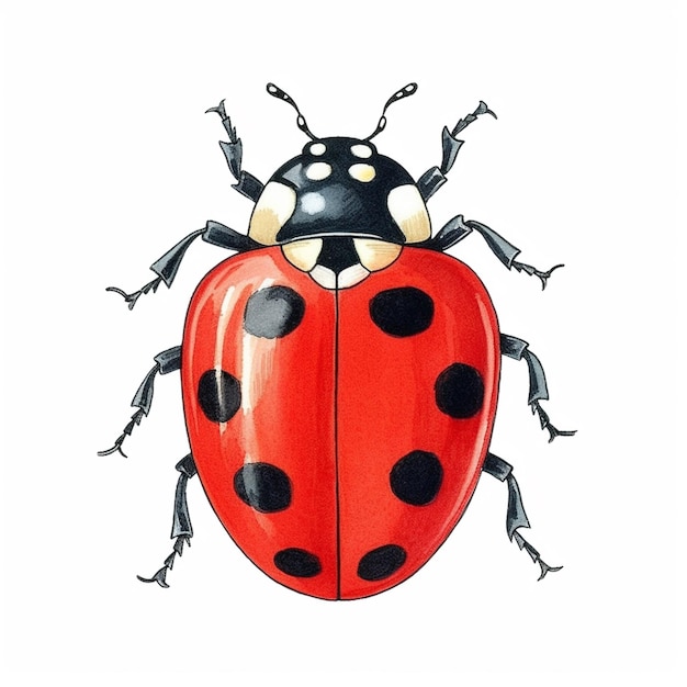 Un gros plan d'une coccinelle avec des taches noires sur son dos ai générative