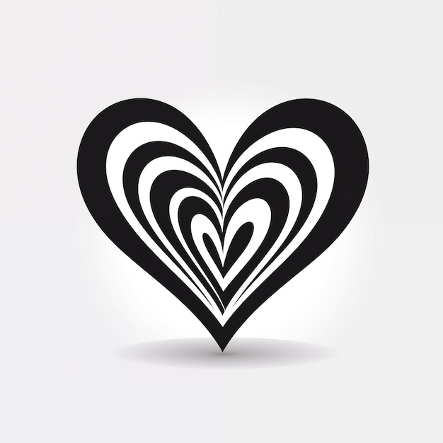 un gros plan d'un cœur avec beaucoup de lignes noires et blanches IA générative
