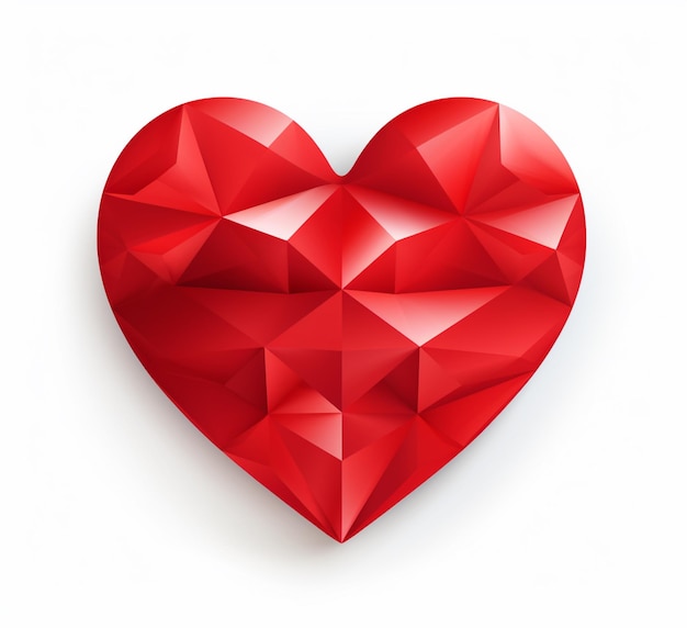 un gros plan d'un coeur rouge avec un fond blanc ai générative